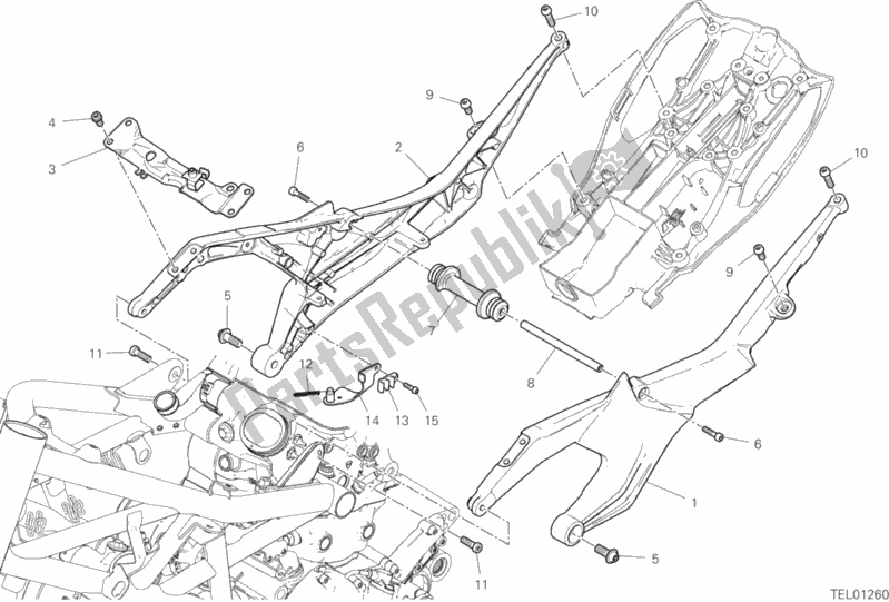 All parts for the Rear Frame Comp. Of the Ducati Diavel 1260 USA 2020